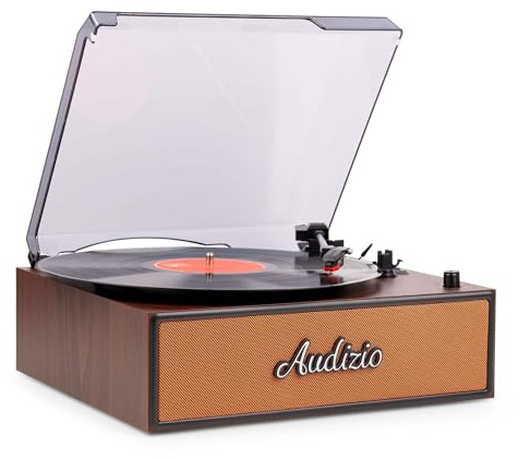 Audizio Reno - Platine Vinyle rétro avec Enceintes intégrées - Lecture 33/45/78 Tours - Design Vintage - Couleur Cuivre