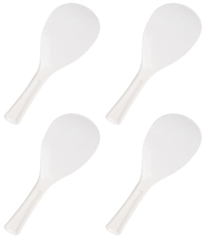GARVALON Cucchiaio per Riso in Plastica Antiaderente 4 Pezzi Manico Ergonomico per Uso Domestico, Hotel e Ristorazione Utensili da Cucina Multifunzione
