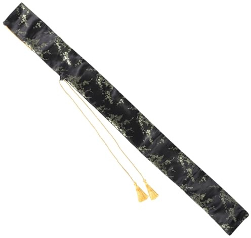 DIYEAH Bolsa Protectora para Espadas Japonesas y Tai Chi, Funda de Seda Negra con Diseño de Flores de Ciruelo, Tamaño Compacto, Ligera y Portátil para Almacenamiento y Transporte Seguro