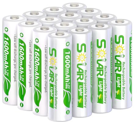 16 Pack AA Rechargeable Batteries for Solar Lights