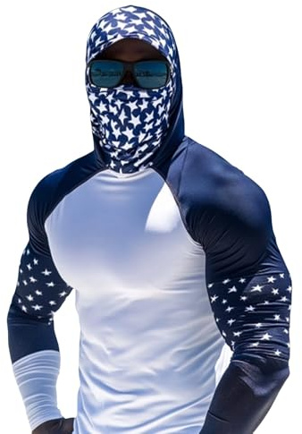 T-Shirt Anti UV Homme Upf50+ Tshirt De Sport avec Masque Manche Longue Tee Shirt Respirant D'été Léger Vêtements De Protection Solaire Grande Taille Hoodie pour Activités Plein Air
