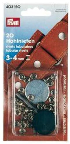 Prym - Rivetto cavo, in ottone nichelato, 7 mm