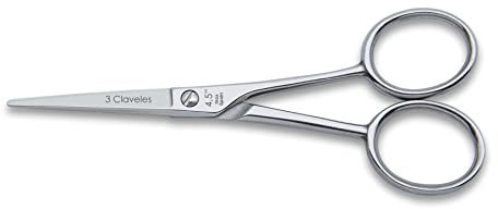 3 Claveles Tijera Bigote Recta, Acero Carbono, Niquelada, Para Recortar Pelos Bigote, 4,5, 4 g, 11.5 cm (Paquete de 1) Cranberry