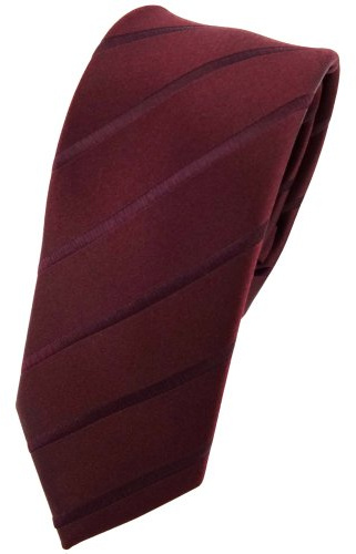 TigerTie Schmale Designer Seidenkrawatte braun bordeauxbraun gestreift - Krawatte Seide Silk Binder