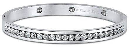 Bling Jewelry Stapelbares Kanalsatz Weißer Kubikzirkonia CZ AAA Armreif für Frauen in Silber- oder Goldton Edelstahl Perfekt für Hochzeiten