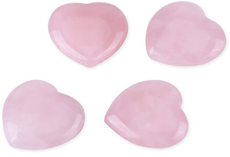 Estink 4 Stück Herzförmiger Rosenquarz, Herz Glücksbringer Steinherz, Geschnitzt Herzförmigen Rosa Kristall Heilstein, Handschmeichler Steinherz, 25 x 25 x 10mm