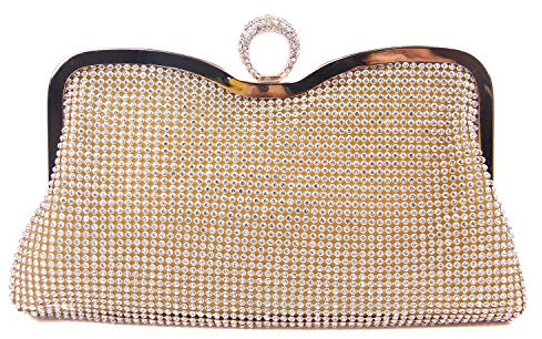 Syrads Pochette da donna con Diamante Borsa da sera con catena per borsa da sposa Borsa da sposa da Cerimonia 722 (Oro 2)