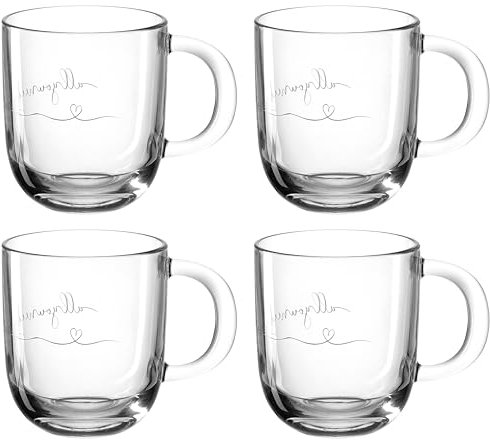 LEONARDO HOME 046451 EMOZIONE Tasse 400 ml mehrfarbig 'allyouneedislove' 4er-Set, Glas, klar