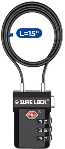 SURE LOCK TSA-zugelassene 3-stellige Zahlenkombination für Gepäckschlösser, offene Warnanzeige, wiedereinstellbarer Code mit Körper aus Zinklegierung, leicht ablesbare Zifferblätter für Koffer