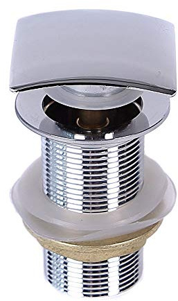 Soytich Ablaufventil Abfluss Push Up, Pop Waschbeck Waschtisch, Messing verchromt, Silber, 1 Stück