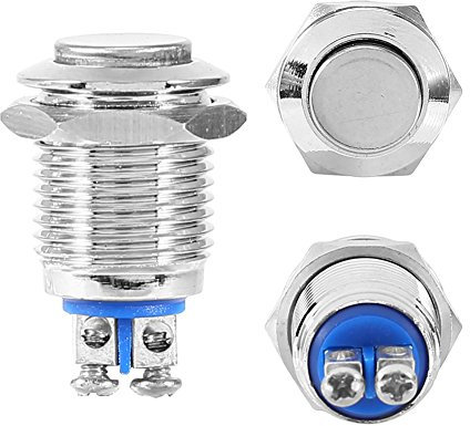 Interruptor Momentáneo Pequeño 12v Metal Impermeable 12mm Botón de Inicio Botón Pulsador Momentáneo Interruptor Eléctrico