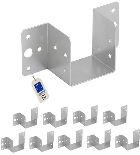 10 sabots de charpente à ailes extérieures - Connecteurs de poutres - Acier galvanisé - Larg 60 x Ht 60 mm - Fabriqué en Europe