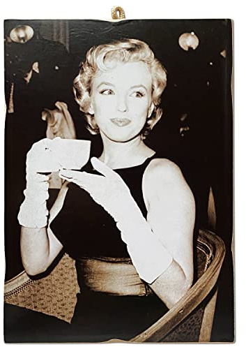 KUSTOM ART Bild im Vintage-Stil, Serie Attore & Kaffee Marilyn Monroe, Druck auf Holz, 18 x 25 cm.