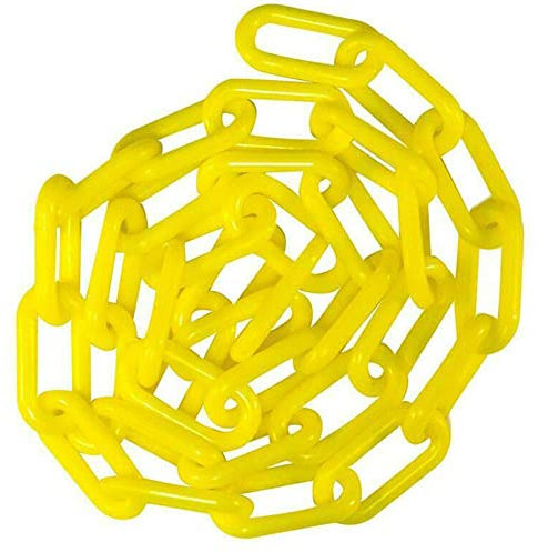 MACHSWON 10m x 6mm Plastic Chain Barrier Link Warning Safety Parking Space Plastic Chain for Decorative Garden Fence Yellow