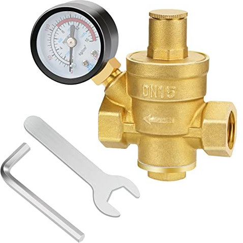 drado Riduttore di pressione acqua DN15 Regolatore di pressione dell'acqua regolabile in ottone da 1/2 pollice, riduttore di pressione dell'acqua con manometro