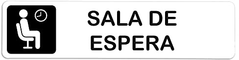 Becral® - Señal adhesiva de PVC SALA DE ESPERA | Placa puerta PVC BLANCO | Señal informativa | Cartel Puerta 200X50mm