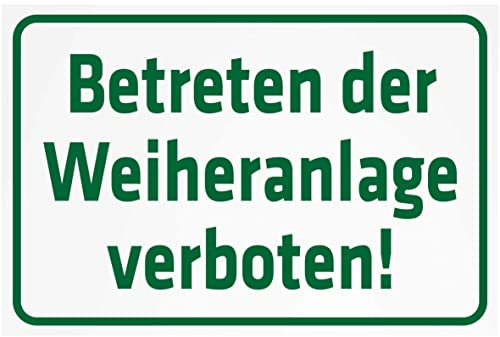 INDIGOS UG - Aluverbundplatte Schilder 3mm - Sicherheit - Betreten der Weiheranlage verboten - 300x200 mm - Hotel, Firma, Schutz, KITA, Arzt, Praxis, Wohnung