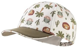 Sterntaler Basecap Tiere - Unisex Schirmmütze aus Flammgarn Jersey mit allover Druck - Sommer Baseball Cap elastisch mit Gummizug - sportive Baby und Kinder Schirmkappe, ecru, Größe 49