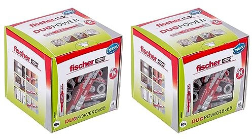 fischer DUOPOWER 8 x 65, Universaldübel, leistungsstarker 2-Komponenten-Dübel, Kunststoffdübel zur Befestigung in Beton, Ziegeln, Stein uvm., ohne Schrauben, 50 Stück (Packung mit 2)