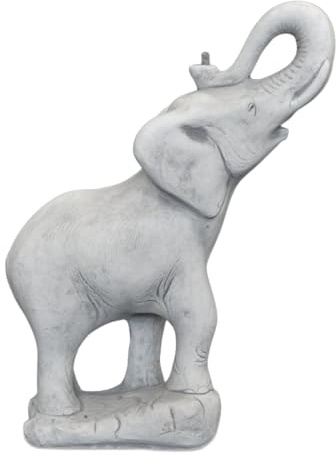 gartendekoparadies.de Trompetender Elefant, Steinfigur, H. 55 cm, 20 kg, Grau, frostsicher aus Steinguss für Außenbereich