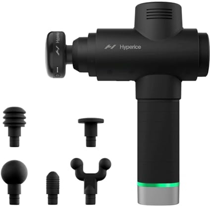 Hyperice Hypervolt 2 Pro and Heated Head - Featuring Quiet Glide Technology - Handheld Percussion Massage Gun | 5 Speeds, 5 Interchangeable Heads | Helps Relieve Sore Muscles and Stiffness