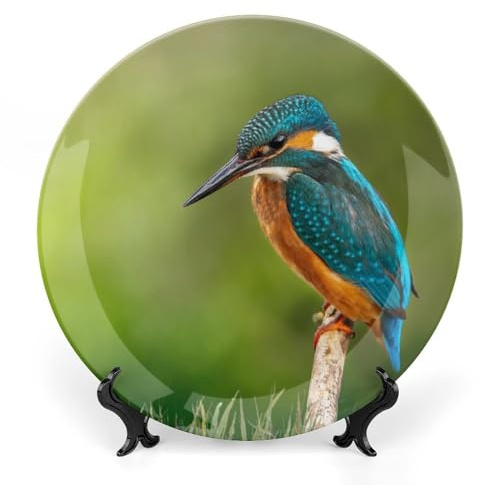 Kingfisher Butterfly Flower Decorative Plate for Wall Ceramic Home Wobble-Plate with Display Stand Table Decor Ornament Dinner Plate Dessert Dish Holiday Christmas Decoration 6