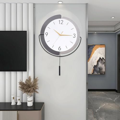 Coslife Moderne Schlichte Klassische große dekorative Wanduhr mit Pendel, Moderne Nicht-laufende stumme Wanduhr aus Metall für Wohnzimmer, Schlafzimmer, Arbeitszimmer, Büro(19in*16in)