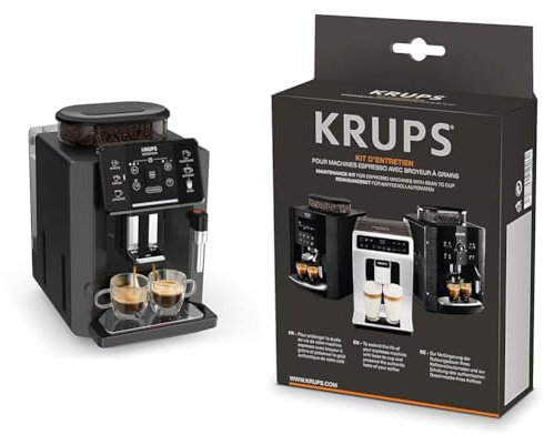 Krups Sensation Kaffeevollautomat, Milchschaumdüse, 5 Getränke & XS5300 Reinigungs- u. Pflegeset für Kaffeevollautomaten