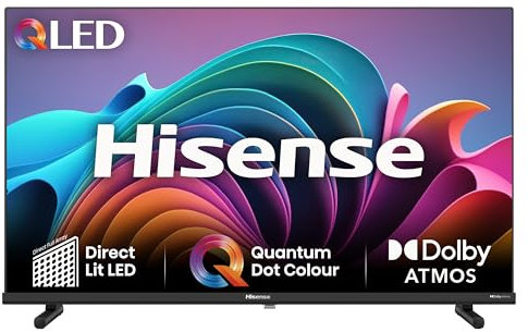Hisense 32 inch Full HD QLED Smart TV 32A5NQTUK - Quantum Dot Colour, Natural Enhancer,HDR & HLG-Dolby Atoms, HDMI, Share to TV, and Youtube, Freeview Play, Netflix and Disney+ (2024 Model)