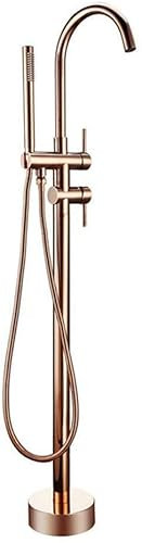 ASerZenith Bathroom Taps Brass Shower Diverter Floor Standing Bathtub Mixer Faucet Rose Gold for Floor Mounted Standing Bathtub Faucet