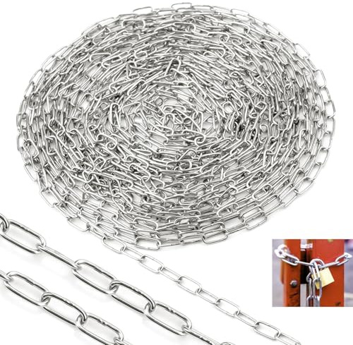 SWTYExt rostfritt stål kedja 8 meter 1,2 mm stålkedja rostfritt stål kedja metervara V4A rund stålkedja länkkedja metervara förlängningskedja kedja med karbinhake för hundkedja, gungkedjor ankarkedja