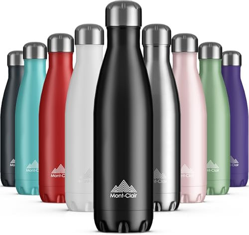 Mont-Clair Trinkflasche Edelstahl - Thermosflasche - BPA-freie - Water Bottle, Edelstahl trinkflasche 1L - 24h Kalt & 12h Warm - Trinkflasche Auslaufsicher - Schwarz