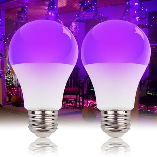LIAISIMI Lampadina nera UV da 10 W, luce viola, E27 Black Night Light Bulb 395 nm Black Light Light for Body Paint, Children's Birthday, Halloween, feste, discoteca per club, feste (2, bianco)