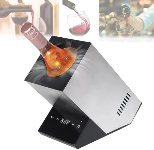 LwiftGal Electric Wine Chiller, Single Bottle Wine Cooler in Stainless Steel, Touch Screen Temperature Controls, Rapid Beverage, Champagne, Drink Chiller, Wine Coolers,Silver