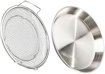 BESTOYARD Frittieröl Siebschale Edelstahl 20cm mit Griff Ölfilter Servierplatte für Frittierte Speisen und Grillgerichte Haushalt Küchenutensil