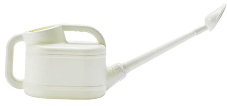 Regadera de jardín grande de 4 L con boquilla larga para plantas de jardinería de interior, color blanco, 20,5 x 17,5 cm