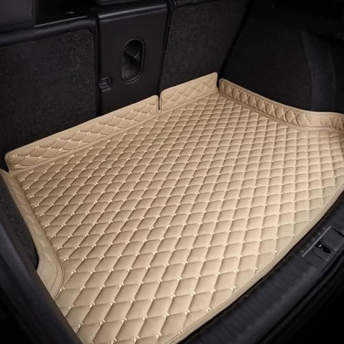 GLYGLY Auto Leder Kofferraummatten für Cupra Formentor 2020 2021 2022 2023, Wasserdicht Kofferraumwanne Schutzmatte Antirutsch Kofferraum Interieur Zubehör,D/Beige