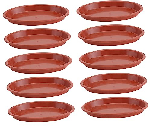 Warmhm Sottovasi Ovali per Vaso Bonsai in Plastica Rossa, 10 Pezzi