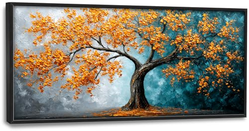 Large Wall Art for Living Room Big Tree of Life Wall Decor Orange Tree Picture Print Fall Landscape Painting Modern Artwork Canvas Prints Decorations for Dining Room Office Bedroom Framed Gifts 30 X 60