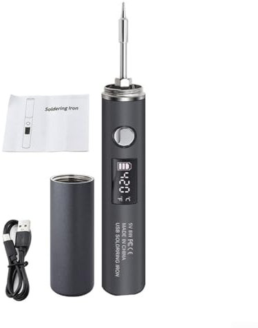 Eawfgtuw Portable USB Soldering Iron Set with Digital Temperature Control LCD Screen Fast Heating Electronic Repair Tool Kit with Protective Cap and B2 Tip(510-C)