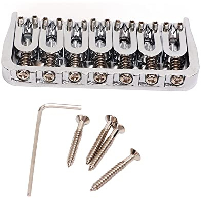 Gitarrenbrücke 7-Saiten E-Gitarre - Metall langlebig, Stimmstabil, Einfache Montage mit Schrauben & Werkzeug, Ersatzteile & Zubehör, Tremolo kompatibel, Montageset inklusive