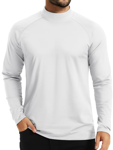 TACVASEN Camiseta Térmica Hombre Manga Larga Cuello Alto Camiseta Deportiva