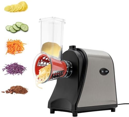 Coupe-légumes électrique 5 en 1 1000 W multifonction - Râpe à fromage électrique - Interrupteur One-Touch pour légumes, fruits et fromages