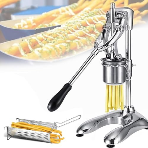 30cm Manual French Fries Maker,French Fry Cutter Machine,Manual Long French Fries Squeezer,Stainless Steel Vegetable Chopper With Fried Basket,Long Fries Extruder