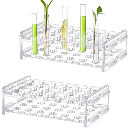 UNICRAFTALE 2er Set 24 Loch Acryl Reagenzglashalter Laborbedarf Rechteckiger Klarer Reagenzglasständer Runde Löcher Reagenzglashalter Für Reagenzgläser Chemielabor 13,4x7,5x3,7cm