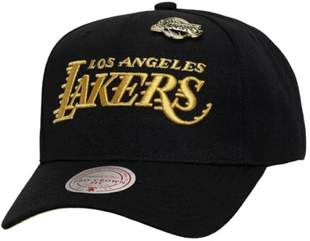 Mitchell & Ness NBA Pinned Gold Pro Crown Snapback Cap Los Angeles Lakers Black