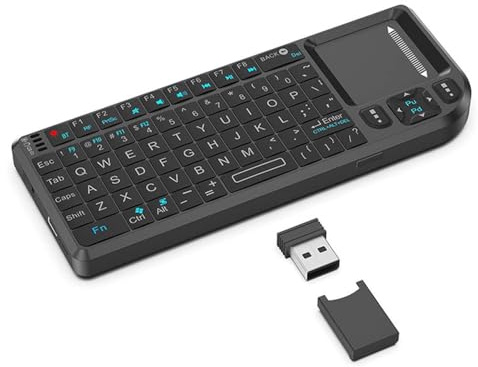 Mini Bluetooth Keyboard with Touchpad, 66 Keys Multifunctional Wireless Keyboard with Infrared rays and Backlight, Touchpad, QWERTY, USB Rechargeable Compact, Bluetooth and 2.4GHz dual connection mode