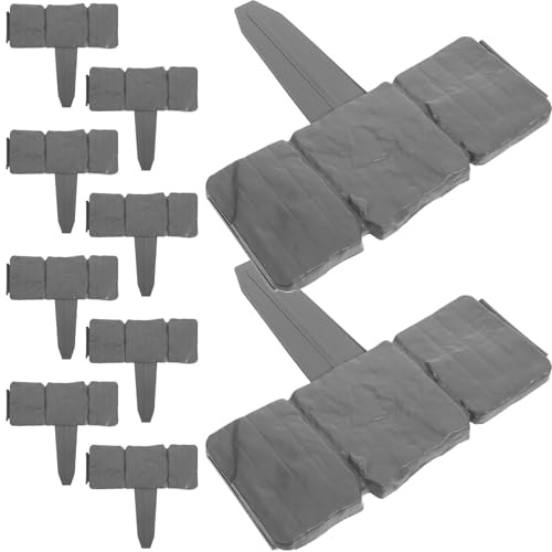 DECOMELODY Bordure de Jardin en Plastique Imitation Pierre, 20 Pièces, Flexible et Résistante, Bordure Décorative pour Pelouse et Parterres de Fleurs, Clôture Extérieure pour Jardin, Patio