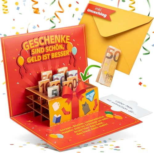 BASICBIRD Geldgeschenk als Pop up Karte Geburtstag | Geburtstagskarte Geldgeschenk, Geldkarte, Originelle Geldgeschenke Geburtstag, Verpackung Geldgeschenk, Geburtstagskarte Mann