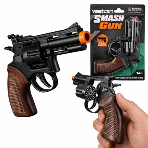 Classic Die Cast Full Metal Cowboy Toy Gun – Metal 8-Shot Rings Cap Blaster – Only Cowboy Gun – Vintage Western Style Toy Blaster (Smash Gun Black)